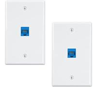 Kueohse Paquete de 2 Placas de Pared Ethernet de 1 Puerto, Placas Frontales de Acoplador en LíNea RJ45 Cat6 Hembra una Hembra, 1 Puerto