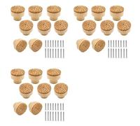 Kueohse Paquete de 24 Pomos de Ratán Bohemio para Cajones de Tocador, Pomos de Madera para Decoración de Mimbre, Tiradores de Cajón de Ratán Bohemio (Natural)