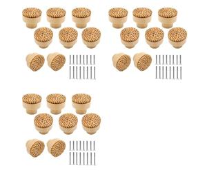 Kueohse Paquete de 24 Pomos de Ratán Bohemio para Cajones de Tocador, Pomos de Madera para Decoración de Mimbre, Tiradores de Cajón de Ratán Bohemio (Natural)