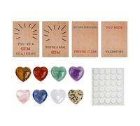 Kueohse Paquete de 24 tarjetas de San Valentín con cristales en forma de corazón, regalo de San Valentín, regalo de San Valentín