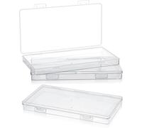 Kueohse Paquete de 3 Mini Cajas de Plástico Transparente para Almacenamiento, Organizador Rectangular Pequeño Vacío con Tapa Abatible para Recoger Cuentas.