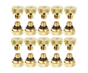 Kueohse Paquete de 30 Boquillas Nebulizadoras de Latón en Forma de T, Boquillas de Latón para Humidificación en Invernaderos, Boquilla Nebulizadora para Control de Polvo.