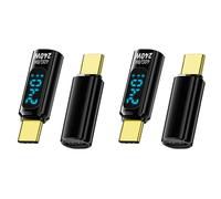 Kueohse Paquete de 4 Adaptadores Tipo C con Pantalla Digital, Conector PD 240W USB-C Macho A Hembra Que Admite Voltaje, Pantalla LED de Corriente
