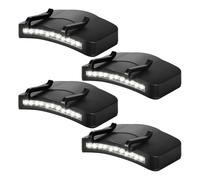Kueohse Paquete de 4 Luces LED con Clip para Gorra, 11 Luces LED para Gorra, Linterna Frontal con Batería, Lámpara Negra Resistente Al Agua.