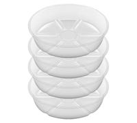 Kueohse Paquete de 4 Platillos Transparentes para Plantas, Platillos de Plástico para Plantas de 10 Pulgadas, Bandeja para Plantas Más Gruesa, Maceta para Jardín Interior y Exterior