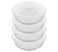 Kueohse Paquete de 4 Platillos Transparentes para Plantas, Platillos de Plástico para Plantas de 8 Pulgadas, Bandeja para Plantas Más Gruesa, Maceta para Jardín Interior y Exterior