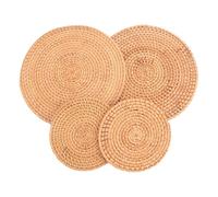 Kueohse Paquete de 4 Posavasos de RatáN Tejidos una Mano, Salvamanteles de Mesa para Platos Calientes, Soporte para Macetas para Mesa, Tapetes Resistentes Al