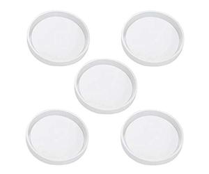 Kueohse Paquete de 5 Molde de Silicona para Posavasos Redondo Grande Diámetro 3.15 Pulgadas / 8 Cm, Moldes para Fundición con Resina, Cemento