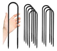 Kueohse Paquete de 8 Estacas de Acero para Refuerzo, Estacas Metálicas de 30 cm (12 Pulgadas) con Gancho en U de Alta Resistencia, Anclajes Inoxidables para Tiendas de Campaña y Plantas