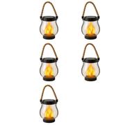 Kueohse Paquete de Luces Solares para Exteriores, Impermeables, con Forma de Llama Danzante (5 Unidad)
