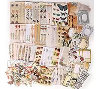 Kueohse Paquete de Suministros de áLbum de Recortes Vintage de 200 Piezas para Planificadores de Diario Basura Pegatinas de Papel DIY Paquete de EfíMero Vintage Decoupage