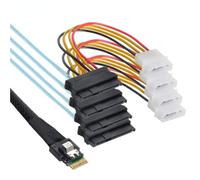 Kueohse PCIE SAS 4.0 de 38 Pines SFF-8654, Host 4i de 38 Pines A 4X SFF-8482 con Cable de Alimentación de