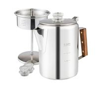 Kueohse Percoladores de Café Estufa para Acampar, Cafetera Percoladora Cafetera de Acero Inoxidable Cafetera para Acampar Al Aire Libre 9 Tazas