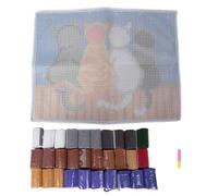 Kueohse Pestillo Kits Crochet Gatos Preimpreso Lienzo Cojín Estera Crochet Tapiz Sofá