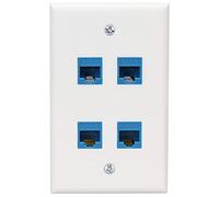 Kueohse Placa de Pared Ethernet Placa de Pared de 4 Puertos Hembra-Hembra Compatible con Dispositivos Ethernet Cat7 / 6 / 6E / 5 / 5E -