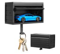 Kueohse Portallaves para Garaje de Coche, Portallaves de Pared para Coche, Portallaves para Garaje de Coches de Juguete Pequeños con Puerta Que Se Abre