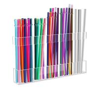 Kueohse Portapajitas Acrílico Grande de 9.8 Pulgadas para Gabinete con Cuadrados y Pegatinas Adhesivas de Doble Cara, Organizador de Pajitas Reutilizables.