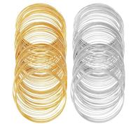 Kueohse Pulsera de Alambre con Memoria de 200 Bucles, Joyería A Granel, Brazalete de Alambre con Memoria, Alambres para Abalorios de Acero, Dorados y Plateados