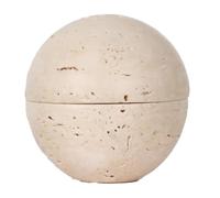 Kueohse Quemador de Incienso de Esfera de Travertino Beige, Piedra de Mármol Natural, Decoración del Hogar, Adorno Religioso Redondo B