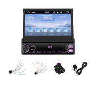 Kueohse Radio para Coche de un Solo DIN con CarPlay, Android Auto, Pantalla Táctil Retráctil de 7 Pulgadas, Bluetooth, FM, Ecualizador, SWC.