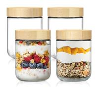 Kueohse Recipiente de Vidrio Hermético para Guardar Snacks, Capacidad de 473 Ml (16 Oz), Ideal para Avena