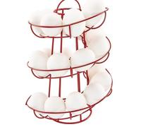 Kueohse Rejilla para Huevos de Cocina, Cesta para Huevos en Espiral, Práctica Rejilla para Almacenamiento de Huevos de Hierro, Rejilla de Almacenamiento Roja