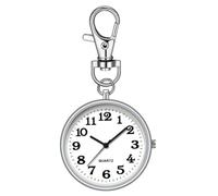 Kueohse Reloj de Bolsillo con Clip, Reloj de Bolsillo de Cuarzo con Hebilla de Llave, Reloj Digital Colgante con Clip para Enfermeras, Médicos, Plata y