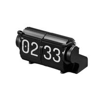 Kueohse Reloj de Escritorio Mecánico Inteligente con Calendario, Fecha y Alarma Automáticas, Estilo Vintage, con Función de Cambio de Página para Decoración del Hogar, Color Negro.