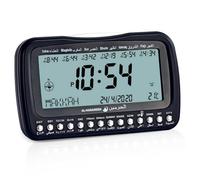 Kueohse Reloj de Escritorio Retroiluminado con Alarmas para Oración Islámica Azan Athan, Reloj de Mesa con Visualización de Temperatura y Dirección, Reloj Digital, Alarmas, Reloj B