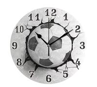 Kueohse Reloj de Pared de FúTbol de 12 Pulgadas, Reloj de Pared Redondo, Reloj de Mesa de Cuarzo Silencioso, Dormitorio, Sala de Estar, DecoracióN del Hogar, Reloj de Pared