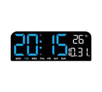 Kueohse Reloj de Pared Digital LED con Temperatura, Fecha, 2 Alarmas, Temporizador de Cuenta Regresiva y Brillo Ajustable Reloj de Escritorio-A