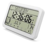 Kueohse Reloj de Pared Digital, Reloj Digital A Batería, Reloj de Escritorio de 8 Pulgadas con Temperatura, Humedad, Día y Fecha para Oficina en Casa