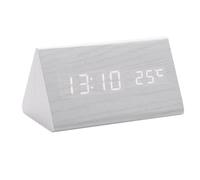 Kueohse Reloj Digital de Madera con Control de Sonido, LED, Despertador, Temperatura, USB, Relojes de Escritorio, Función de Repetición