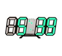 Kueohse Reloj Digital LED 3D Reloj de Pared Luminoso Enchufe USB Multifuncional Reloj ElectróNico DecoracióN del Hogar,Verde