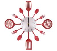 Kueohse Relojes de Pared de Cocina Grandes de 16 Pulgadas con Cucharas y Tenedores, Reloj de Pared de Vajilla 3D, DecoracióN del Hogar (Rojo)