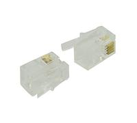 Kueohse RJ9 4P4C Enchufe telefono Jack Conector 50 Unidades，Transparente