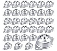 Kueohse Rodamiento de Transferencia de Bolas de Rodillos 30 Piezas, Ruedas de Bolas de Acero Al Carbono de 1/2 Pulgada, Unidad de Transferencia de Bolas Redondas Montada para Transportador