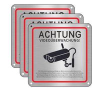 Kueohse Señales de Videovigilancia (Paquete de 3) - Metal (15 X 15 Cm) Etiqueta de Advertencia para Sistemas de Seguridad de Propiedad Privada