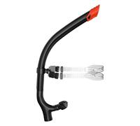 Kueohse Snorkel de Entrenamiento de Natación con Boquilla de Montaje Central y Válvula de Purga Unidireccional para Entrenamiento de Natación de Vuelta, para Jóvenes y Niños, Color Negro.