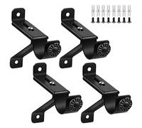 Kueohse Soporte para barra de cortina, ajustable, resistente, soporte para barra de cortina, gancho negro para barra de cortina de pared