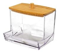 Kueohse Soporte para bastoncillos de algodón, dispensador de bastoncillos de algodón, decoración de mesa de baño, caja de almacenamiento, soporte transparente para almacenamiento
