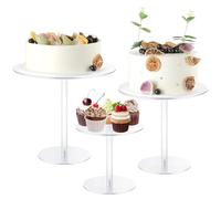 Kueohse Soporte para Pasteles de AcríLico, Soporte para Pasteles Transparente, Soporte Alto y Redondo para ExhibicióN de Mesa de Postres, para Bodas, Eventos, Fiestas de CumpleañOs