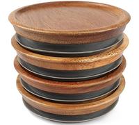 Kueohse Tapas de Tarros de Boca Normal, Tapas de Tarros de Madera, Tapas de Conservas con Sello HerméTico de Silicona para Tarros de Boca Normal, Paquete de 4
