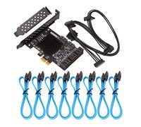 Kueohse Tarjeta PCIE SATA de 8 Puertos, Tarjeta PCIe SATA 3.0 de 6 Gbps, Tarjeta de ExpansióN de Controlador PCIe una SATA, Compatible con 8 Dispositivos SATA 3.0