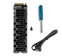 Kueohse Tarjeta Vertical M.2 MKEY PCI-E M.2 NVME una SATA3.0 PCIE una 6Gpbsx6-Port Tarjeta de ExpansióN ASM1166 Compatible con FuncióN PM