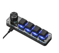Kueohse Teclado Mecánico Macro para una Mano, Teclado para Juegos de 4 Teclas Totalmente Programable para Perillas y Teclas, RGB.