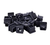 Kueohse Tubo Cuadrado Tapas de Extremo de Tubo Tapones de InsercióN Rosca M8 20X20Mm 20Pcs Negro