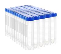 Kueohse Tubos de centrífuga de plástico de 50 ml con tapón de rosca, 50 unidades de 50 ml, tubos de ensayo independientes de plástico, tubos cónicos con