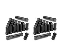 Kueohse Tuercas de Rueda M14X1.5, 48 Piezas 14Mx1.5 7 Spline Drive Awl Tuercas de Rueda de Cono de 2 Pulgadas de Negro con 4 Llaves de Vaso