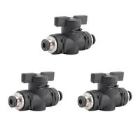 Kueohse VáLvula de Bola de ConexióN una PresióN de 4 mm, VáLvula de Control de Flujo de Aire de 4 mm, Accesorios de Tubo de VáLvula de ConexióN RáPida, Paquete de 3